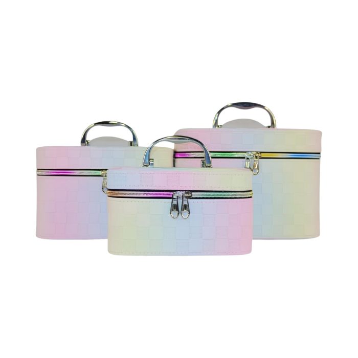 Estuches para artículos de maquillaje con cuadrados texturizados - Imagen 3