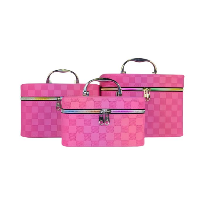 Estuches para artículos de maquillaje con cuadrados texturizados - Imagen 4