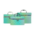 Estuches para artículos de maquillaje con cuadrados texturizados