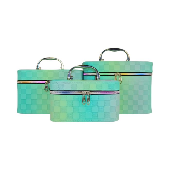 Estuches para artículos de maquillaje con cuadrados texturizados - Imagen 1