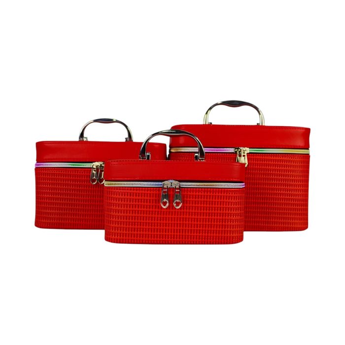 Estuches para artículos de maquillaje textura mimbre - Imagen 1