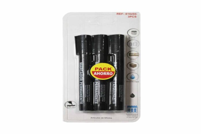 816266 Pack 3 marcadores permanentes negro 1/5 - Imagen 1