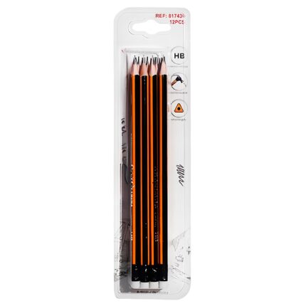 Pack 12 lapices grafitos con borrador HB