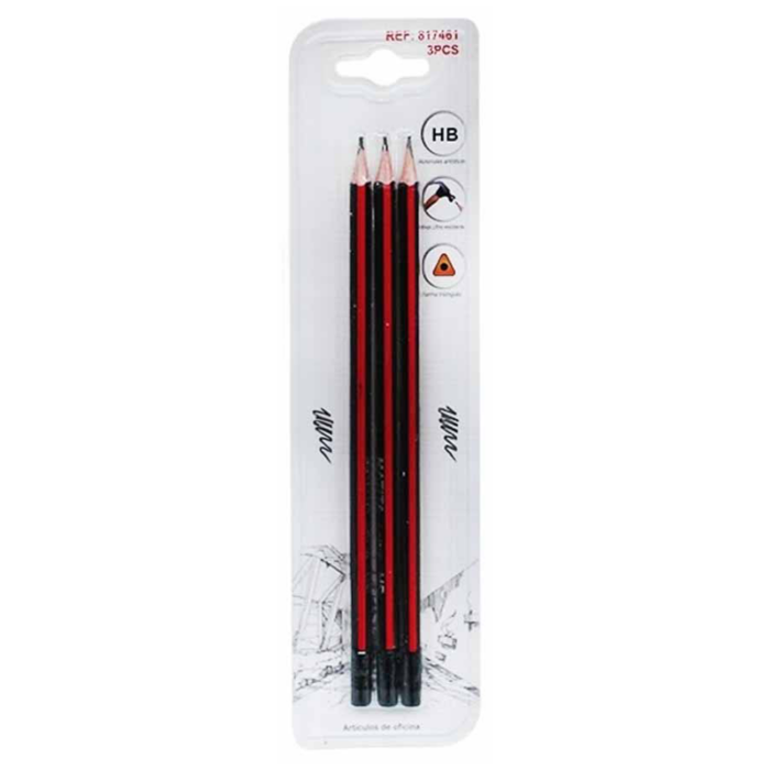 817461 Pack 3 lapices grafito con borrador HB - Imagen 1