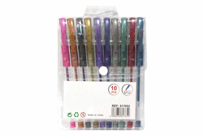 Set 10 boligrafos metalizados 0,7mm - Imagen 1