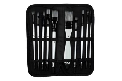 Estuche con un set de 10 pinceles para técnica acrílico