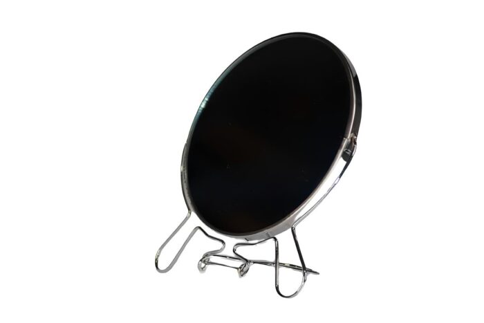 Espejo de 17,7cm redondo aluminio con soporte de alambre - Imagen 1