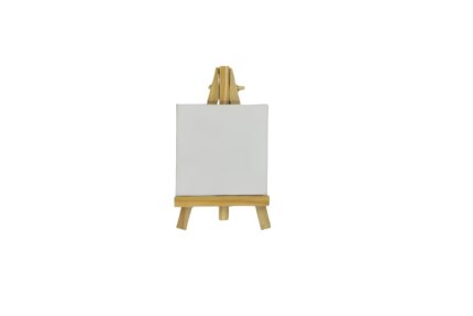 Atril caballete 13cm + bastidor con madera con lienzo de 7x7cm