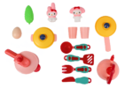 Set productos rosados de cocina y dos personajes
