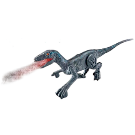 Dinosaurio velociraptor lanza vapor