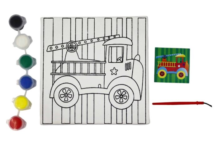 Bastidor tela diseño 15x15cm y set de pintura (Stock con defecto) - Imagen 1