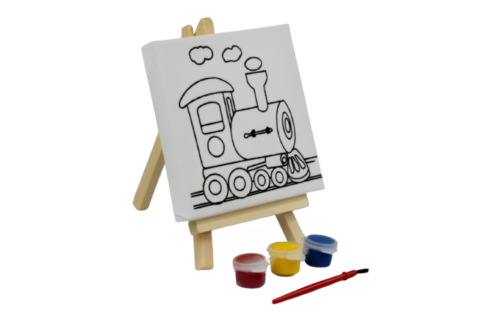 Atril y bastidor de tela diseño 11x11cm y set de pintura (Stock con defecto) - Imagen 4