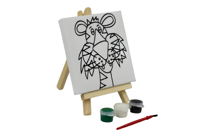 Atril y bastidor de tela diseño 11x11cm y set de pintura (Stock con defecto) - Imagen 1