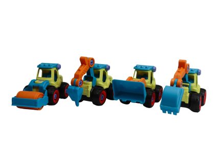 Autitos de construcción armables celeste y amarillo
