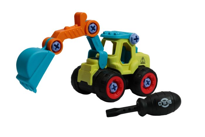 Autitos de construcción armables celeste y amarillo - Imagen 2