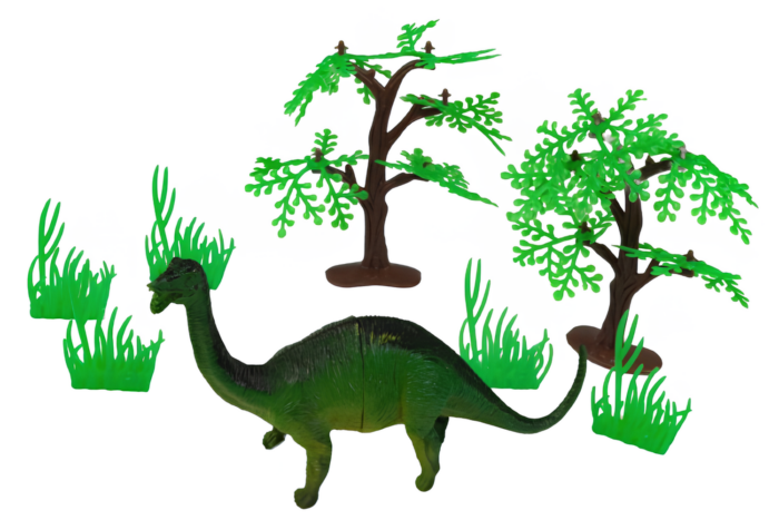 Bolsa con animales de la prehistoria, arboles y césped - Imagen 6