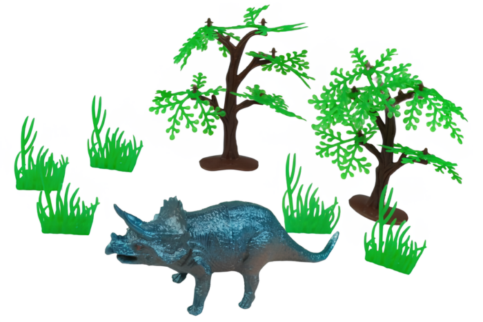 Bolsa con animales de la prehistoria, arboles y césped - Imagen 3