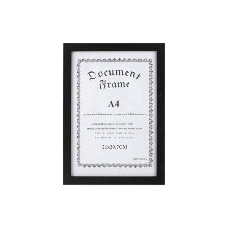 Marco de foto negro tamaño A4 elegante para pared