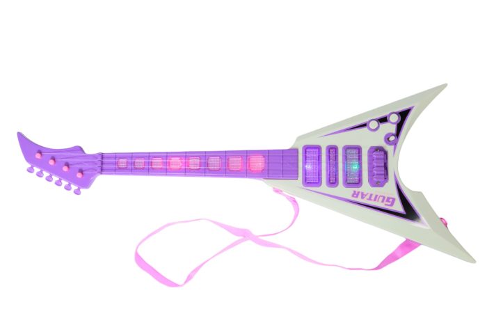 Guitarra en V de juguete morada o rosada - Imagen 3