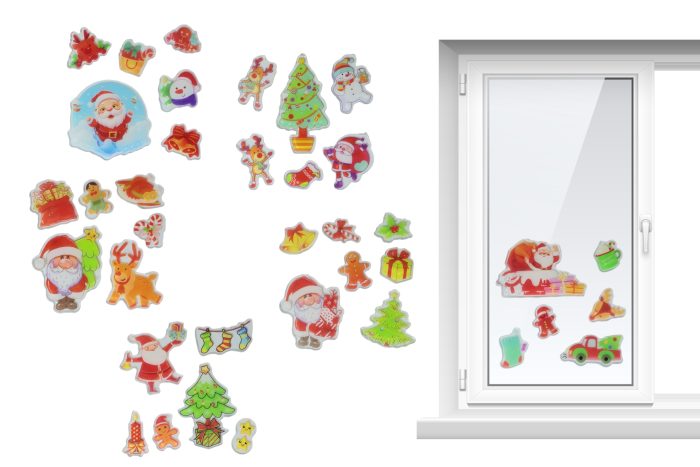 Adhesivos Gel de navidad medianos ventana 6 diseños - Imagen 1