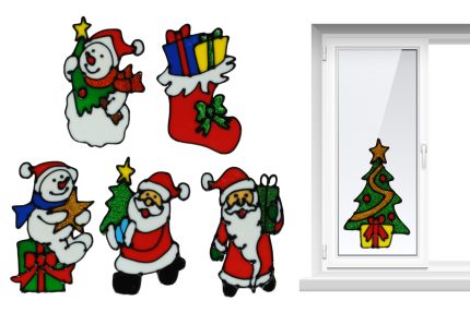 Adhesivos Gel de chicos navidad ventana 6 diseños