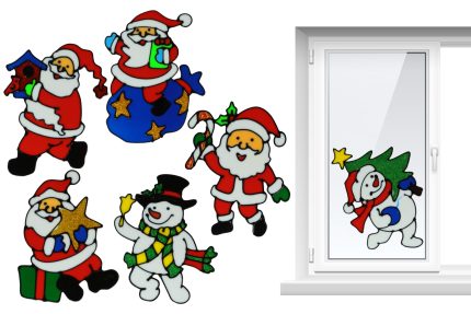 Adhesivos Gel de navidad grandes ventana 6 diseños