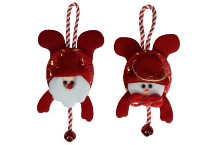 Adorno navideño Santa Claus y muñeco de nieve rojo