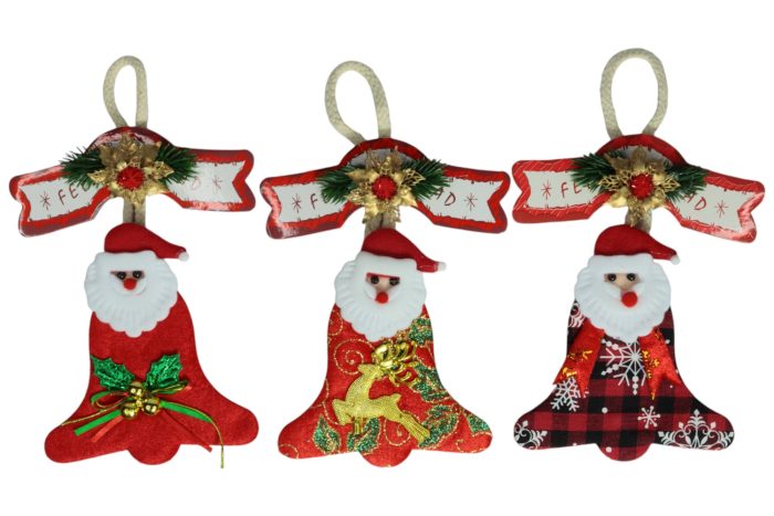 Adorno navideño para puerta pascuero en forma de campana - Imagen 1