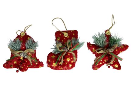 3 decoraciones navideña estrella, campana o bota