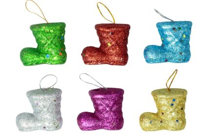 Set colgante bota navideña 5cm 6 unidades