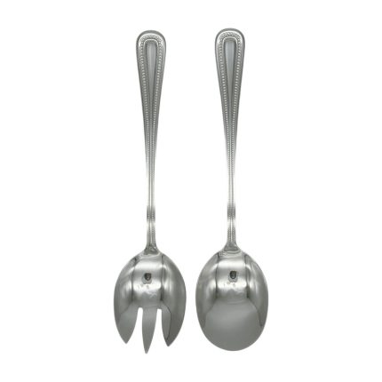Set de tenedor y cuchara para ensalada con diseno de puntos 2PCS