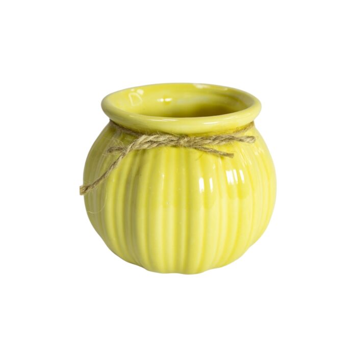 Maceta de Cerámica Acanalado y Cuerda Decorativa (9x8,3cm) - Imagen 4