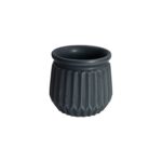 Macetero de cerámica negro con textura acanalada 7.8x7.5cm decorativo