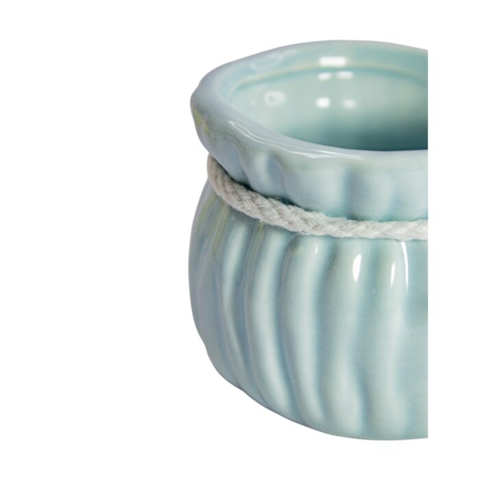 Maceta de cerámica brillante diseño acanelado 4 colores (8,5x7,5cm) - Imagen 4