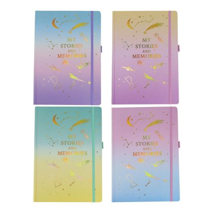 4 Cuadernos A4 "My Stories and Memories" con Diseño Cósmico