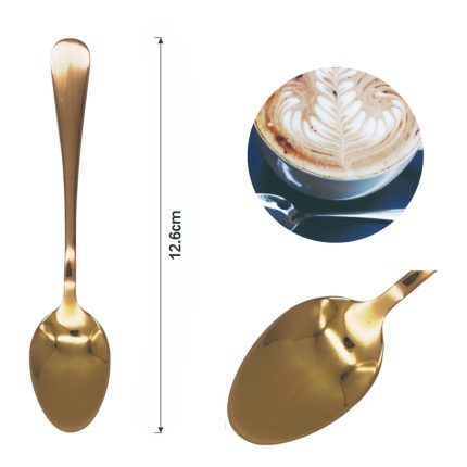 Cucharon grande para cafe con mango redondo de oro rosa 3PCS