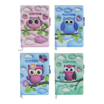 4 Cuadernos A5 "Cute Owls" Diseño de Búhos
