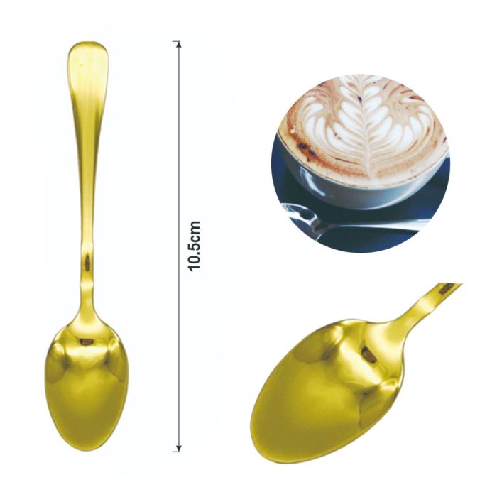 Cucharon pequeno para cafe con mango redondo dorado 3PCS - Imagen 2