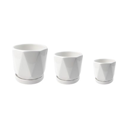Juego de 3 macetas de cerámica color blanco