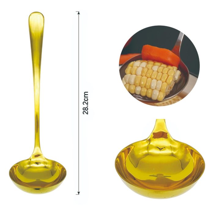 Cucharon para sopa con mango redondo dorado 1PC - Imagen 2