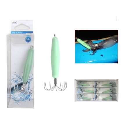 Colgante De Plomo Cil¨ªndrico Luminoso En Cuero Con Gancho 30G