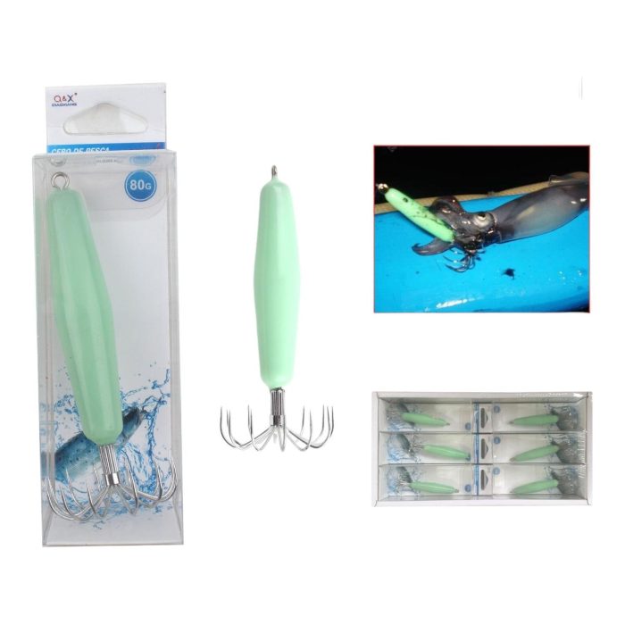 Colgante De Plomo Cil¨ªndrico Luminoso En Cuero Con Gancho 80G - Imagen 1