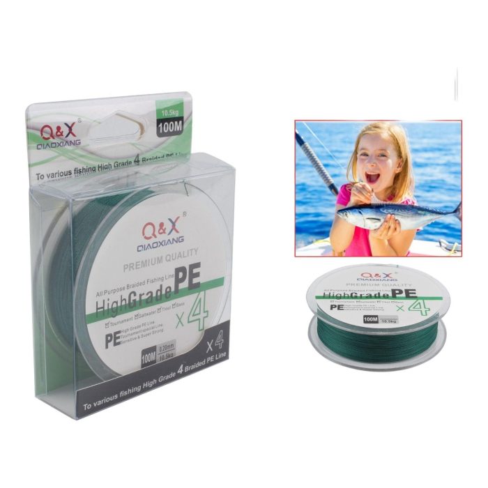 (Hilo De Pescar) 100M X4 Hilo De Pe De Un Solo Color Verde Oscuro 0,40 Mm - Imagen 1