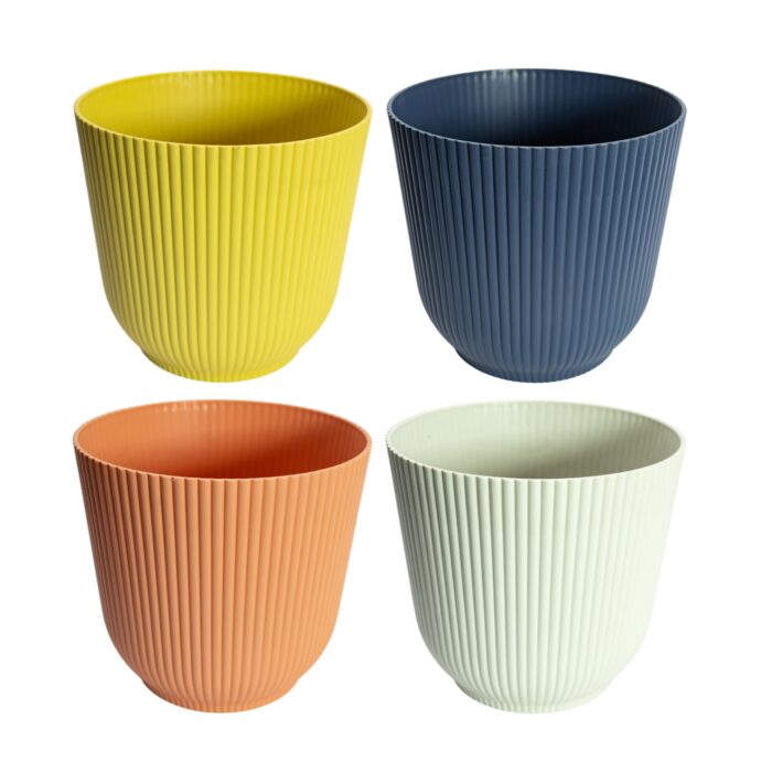 Maceta de plástico colores con diseño acanalado de 11,4x10,5cm para plantas pequeñas