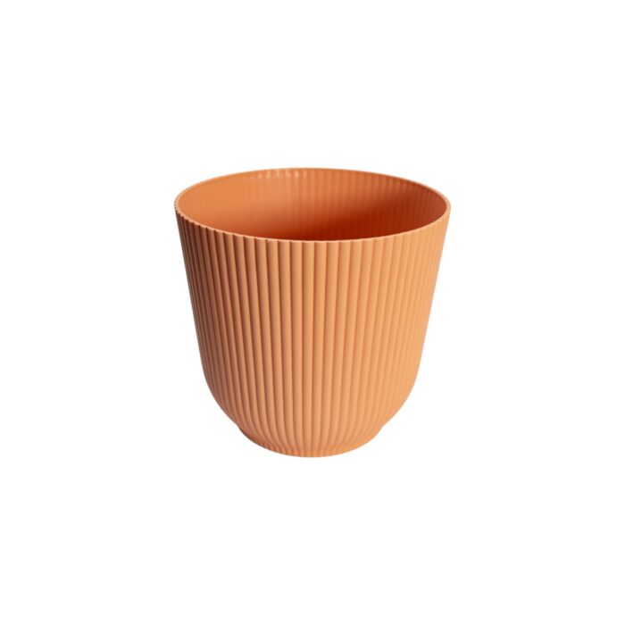 Maceta de plástico naranja con diseño acanalado de 11,4x10,5cm para plantas pequeñas