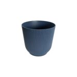 Maceta de plástico azul con diseño acanalado de 11,4x10,5cm para plantas pequeñas