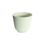 Maceta de plástico Blanco con diseño acanalado de 11,4x10,5cm para plantas pequeñas