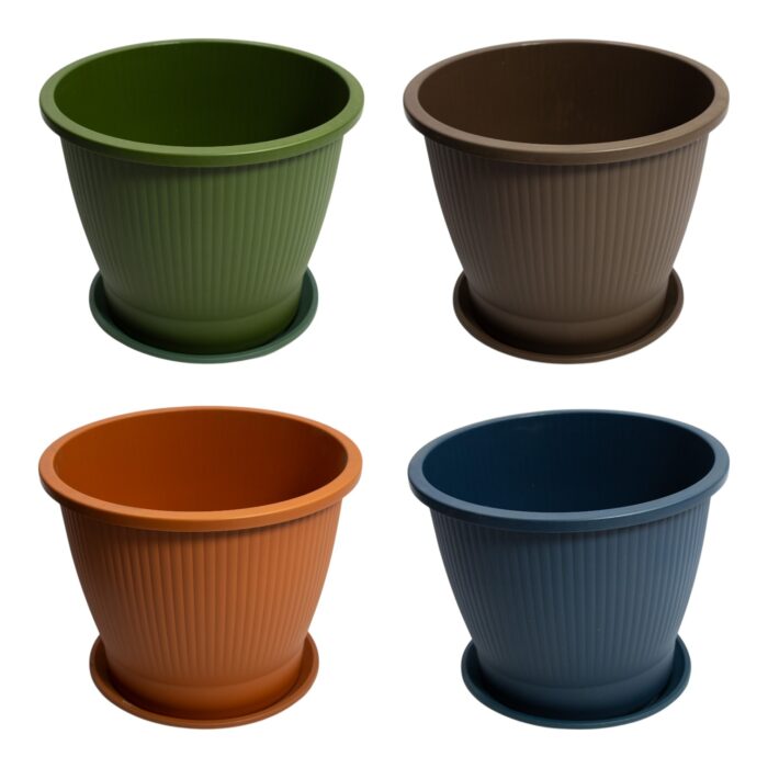 Macetero plástico diseño relieves verticales 24,5x20,5 - Imagen 1