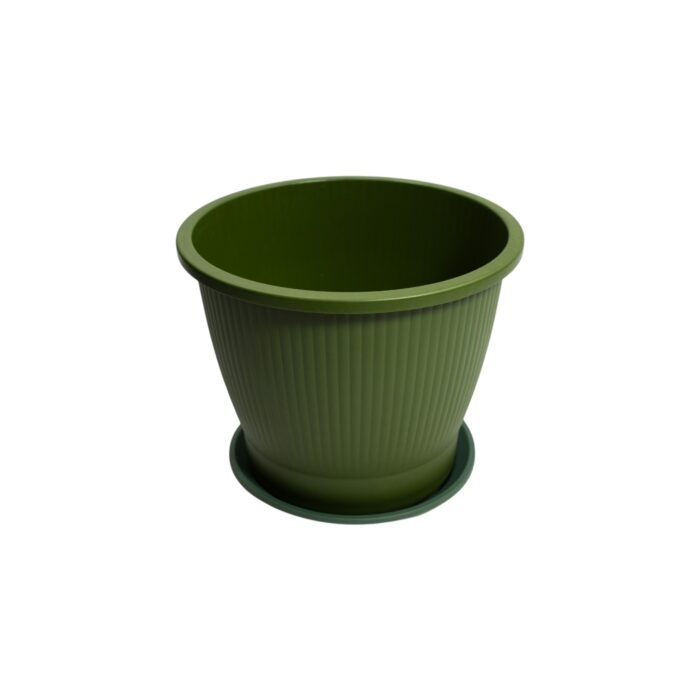 Macetero plástico diseño relieves verticales 24,5x20,5 - Imagen 2