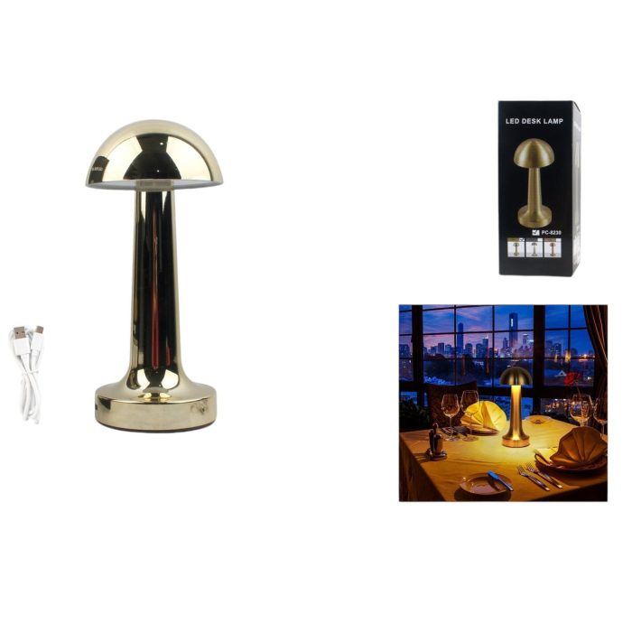 Lampara De Setas Dorada Tactil - Imagen 1